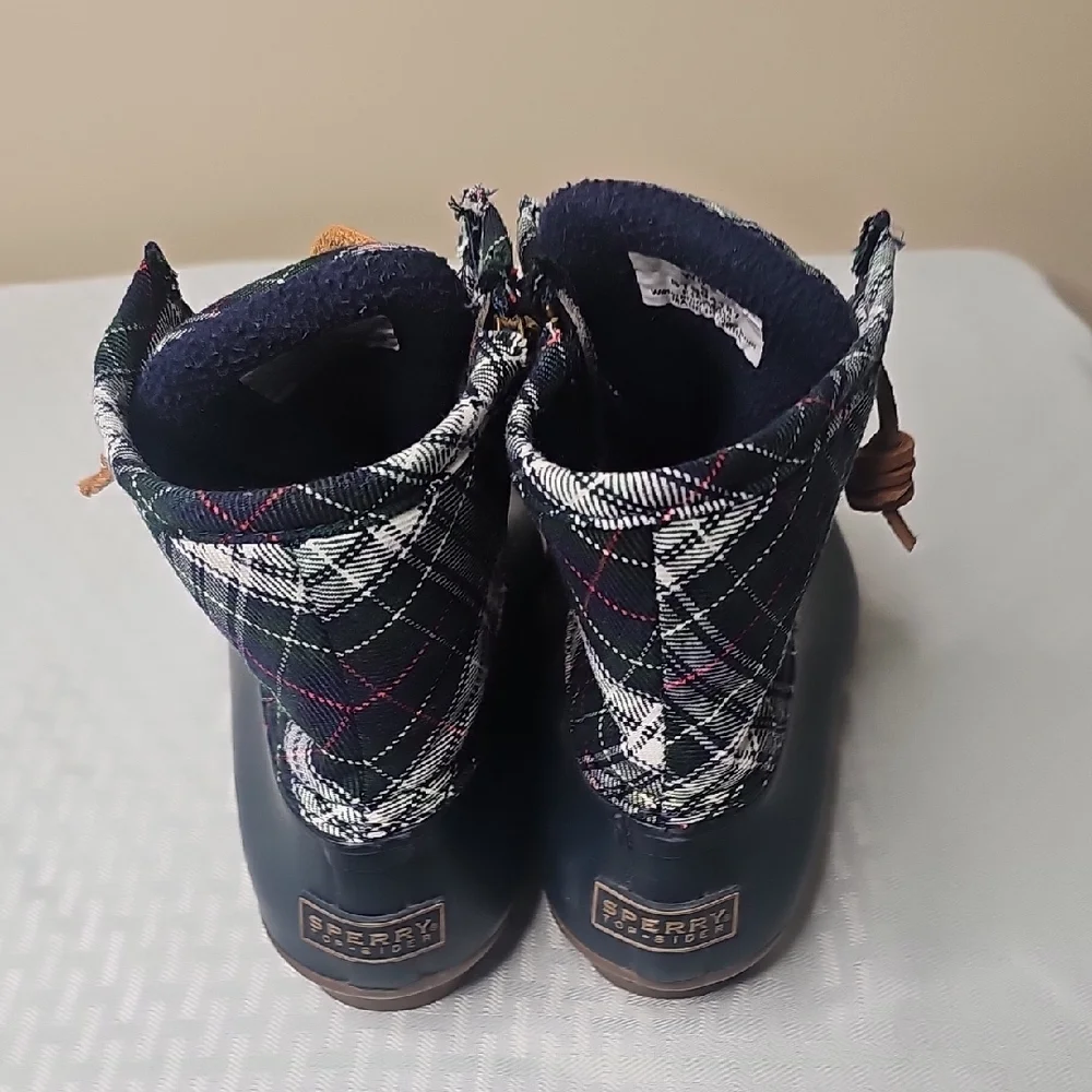 Sperry‎ Women's Plaid Duck Boots - Navy and Tan